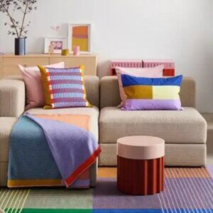IKEA TESAMMANS Throw Blanket Colorblock, multicolor, 47"x71"